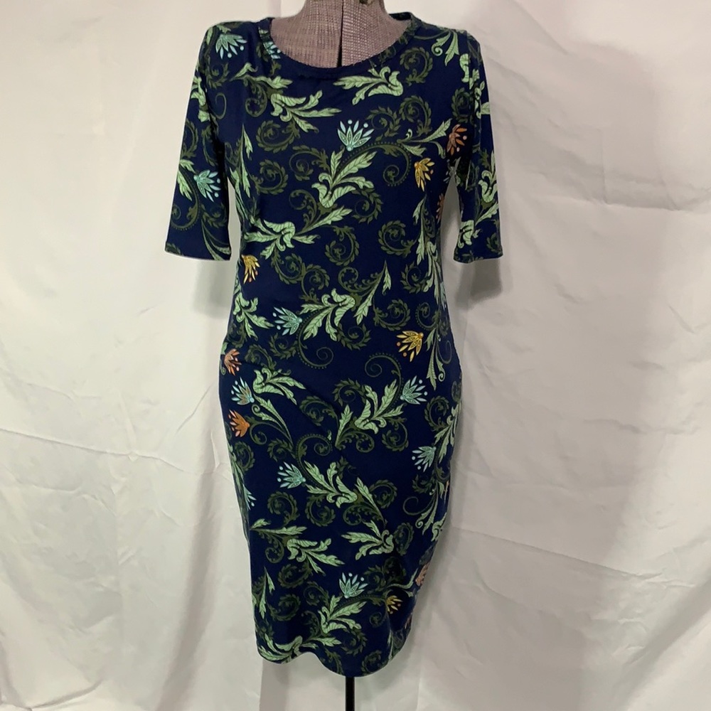 LuLaRoe Julia Dress navy and green
